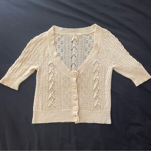 ANTHROPOLOGIE MAEVE Cropped Knitted Short Sleeve Cardigan size Medium